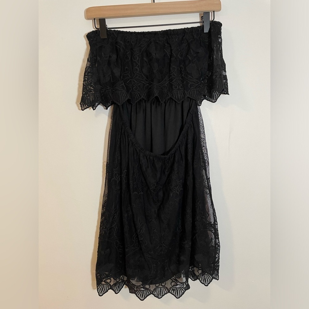 Express Strapless Lined Floral Lace With Back Cutout Black Whimsigoth Size Small - Picture 4 of 13